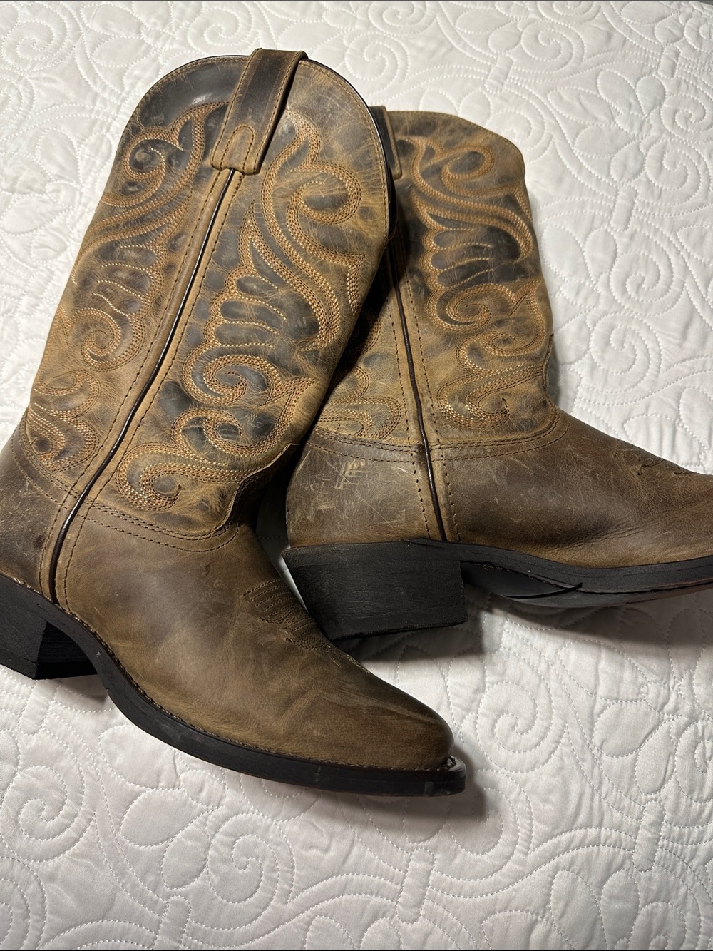 Laredo Brown Suede Western Boot with Black Heel